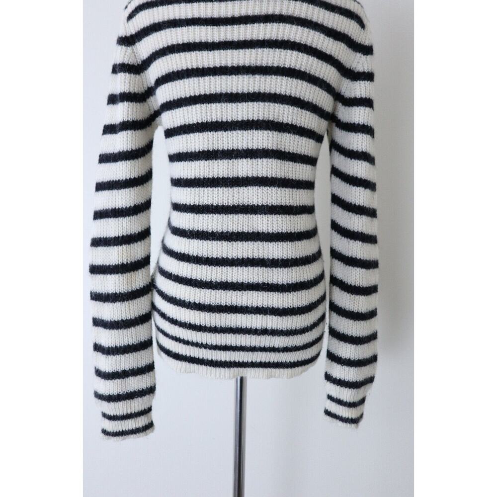 IRO Size S Seely Alpaca Wool Knit Turtle Neck Sweater Black White Stripes - Picture 11 of 15